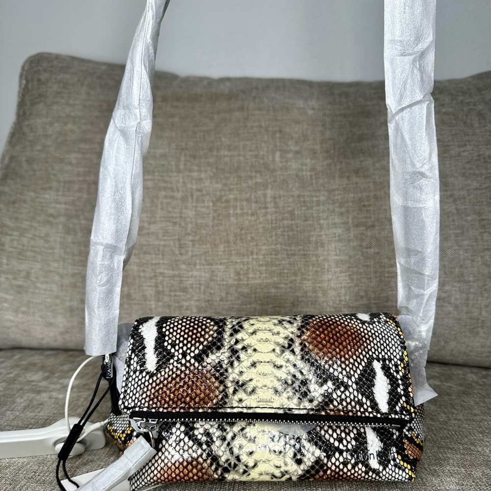 Calvin Klein Black and Brown Snakeskin Crossbody Bag